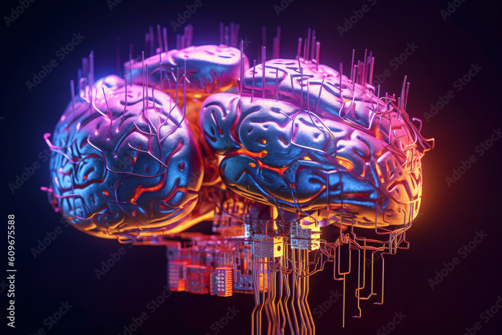 Futuristic Human Brain Cyberspace Computer Interface Illustration
