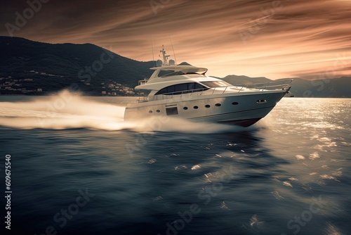 sunset_time_on_a_motor_yacht_on_ocean © Alexander Mazzei 