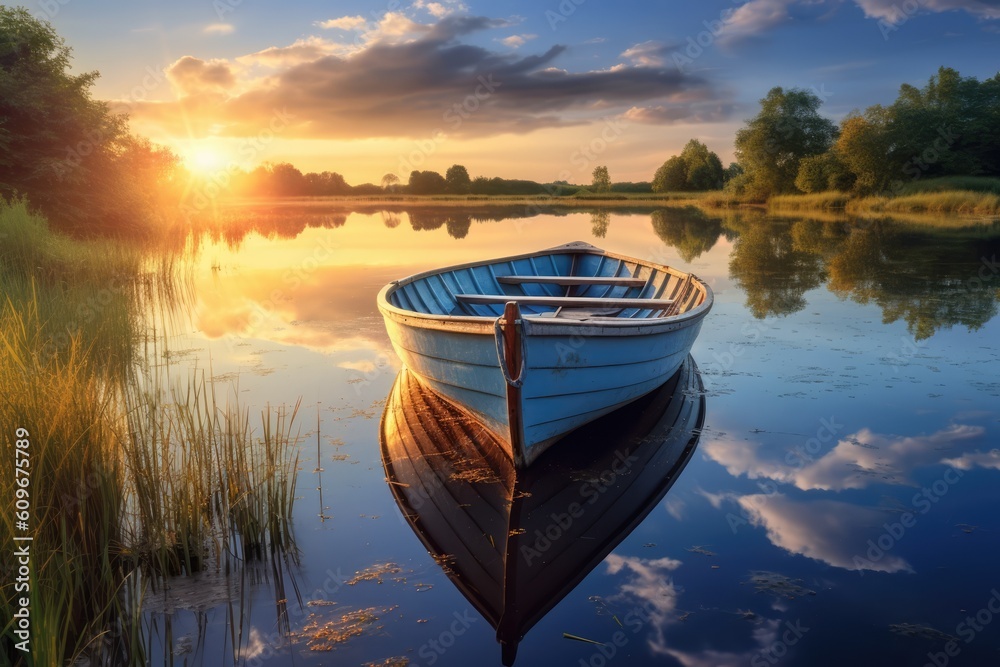 Obraz premium sunset_on_the_lake_with_boat