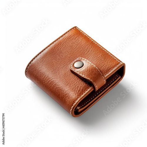 Women's purse made of leather isolated on white background. Attractive design and neatly sewn. Has a suitable color for women. 