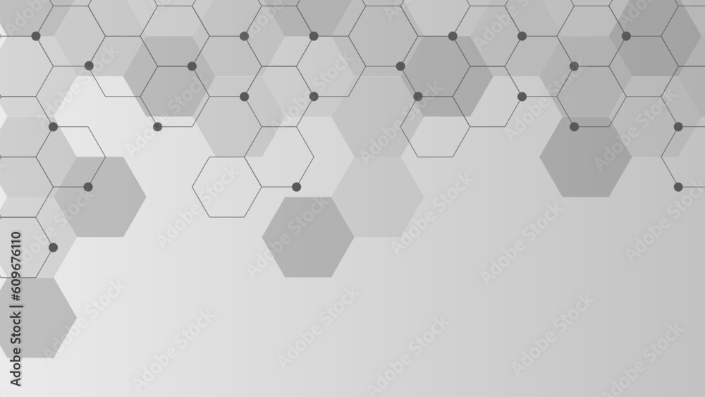 Abstract geometric shapes and hexagon pattern background for medicine, chemistry, science and technology concept design.