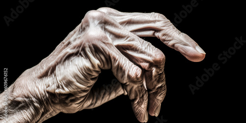 A 3D rendered human hand is brightly lit, showing off its intricate details. - generative ai