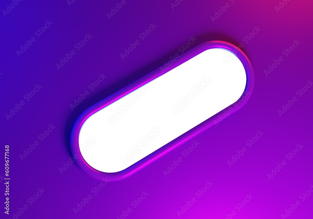 Purple background. Copy space on white. Template for inscription. White button. Purple wallpaper. Background for advertising banner. Template for logo. Purple gradient around button. 3d image Purple background. Copy space on white. Template for inscription. White button. Purple wallpaper. Background for advertising banner. Template for logo. Purple gradient around button. 3d image