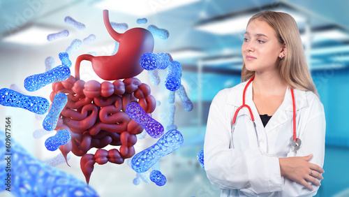 Doctor woman. Probiotics ne...