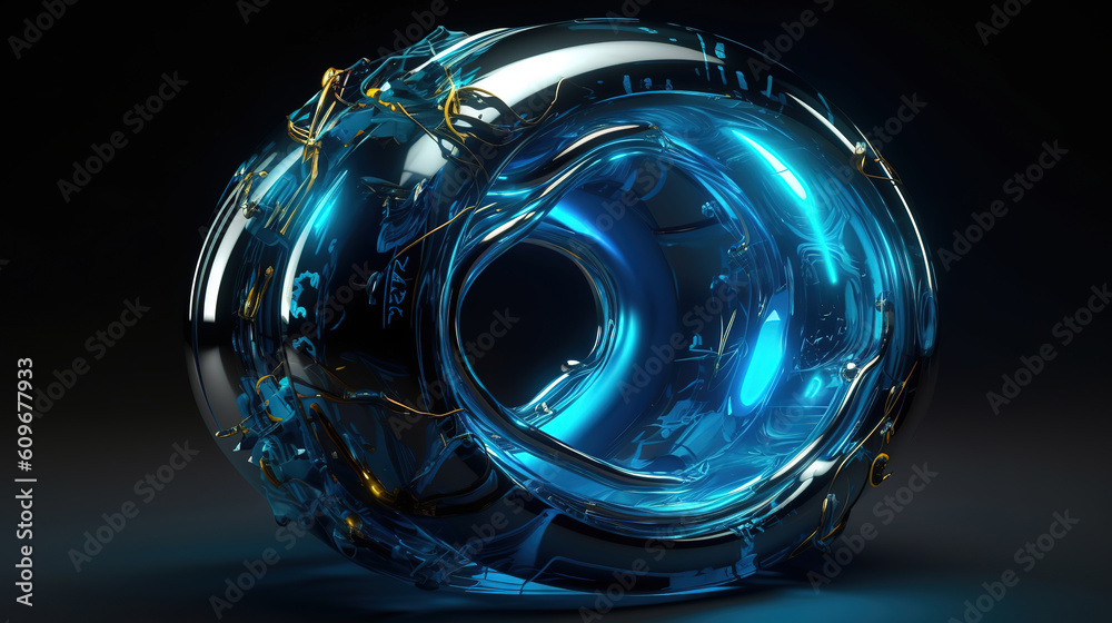 Futuristic blue shape, 3d render, Bright color. Generative Ai Futuristic blue shape, 3d render, Bright color. Generative Ai