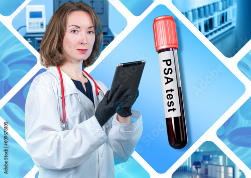 Doctor woman. PSA test. Dis...