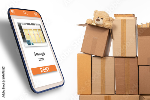 Storage unit rent. Cardboar...