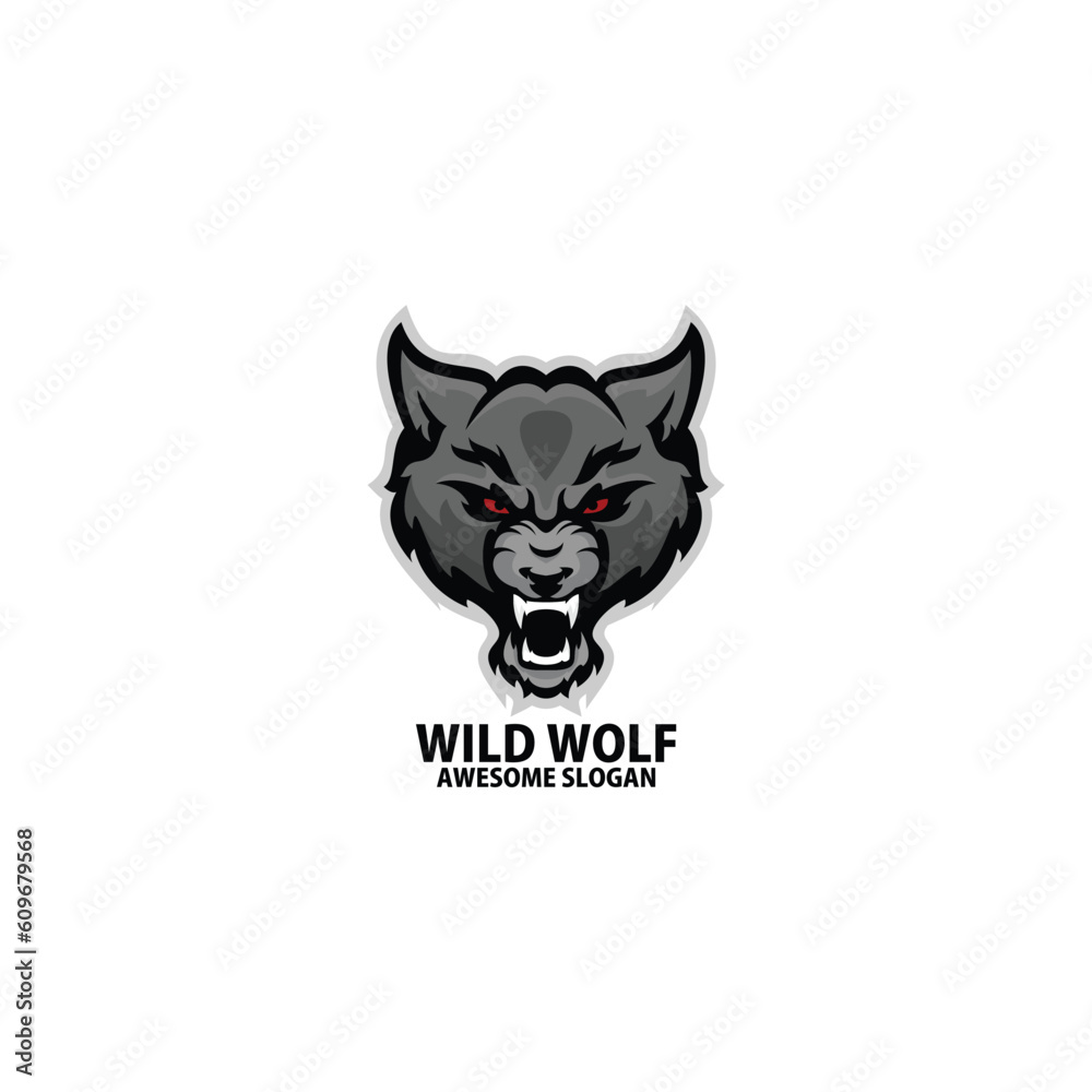 Naklejka premium wolf angry logo gaming esport design