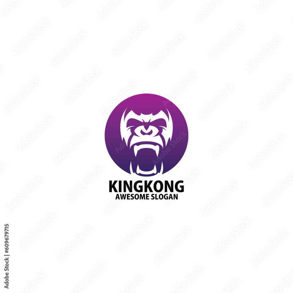 kingkong head logo design gradient color
