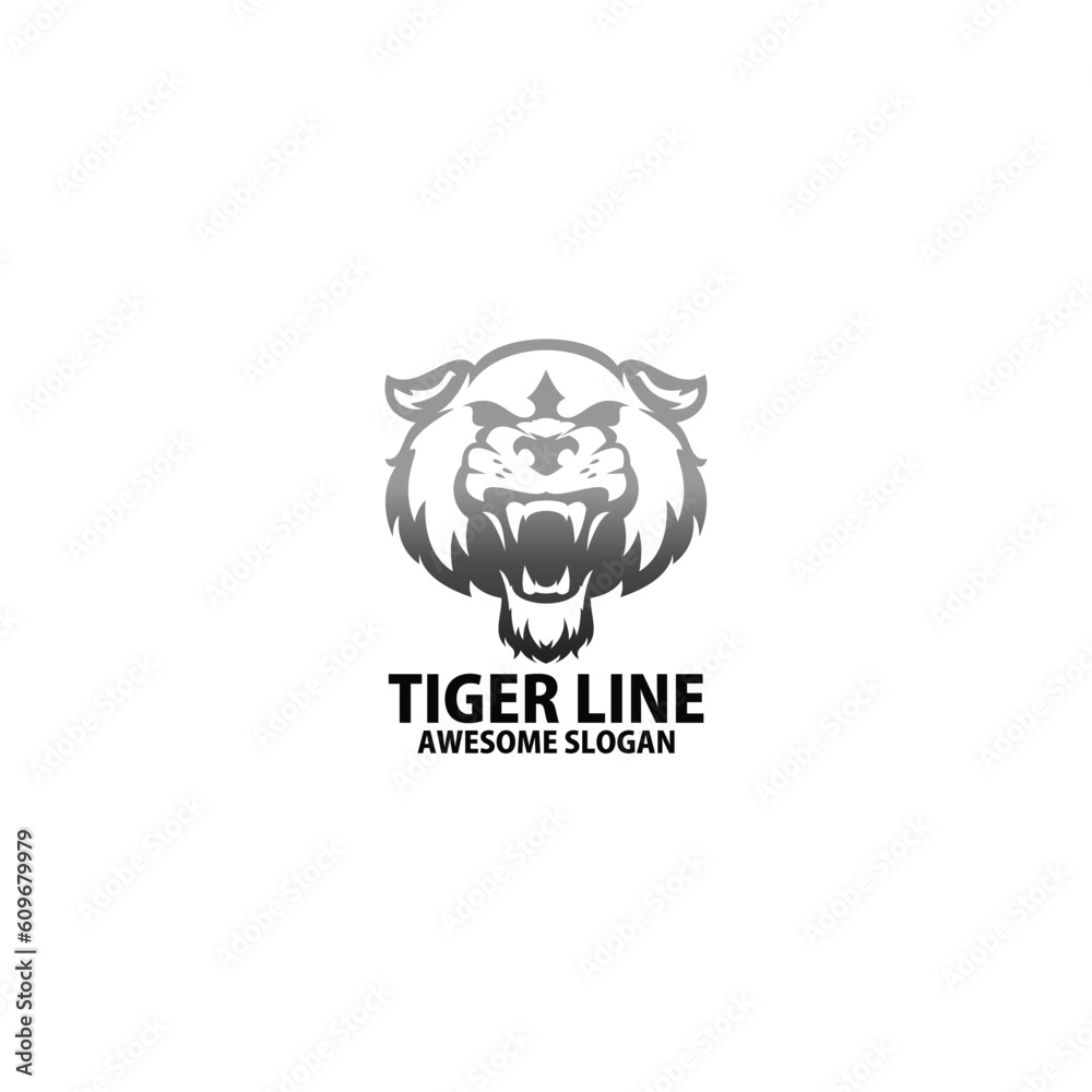 tiger head logo design line color