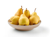 Dish of pears isolated on a white background