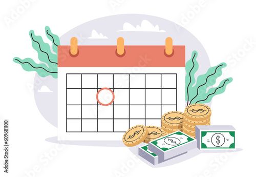 Pay day calendar payment time date payday concept. Vector graphic design illustration
