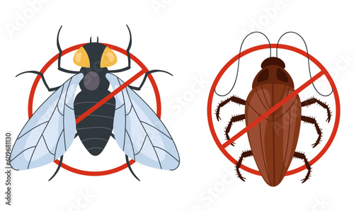 Mosquito malaria anti fly insect stop sight. Vector graphic design illustration
