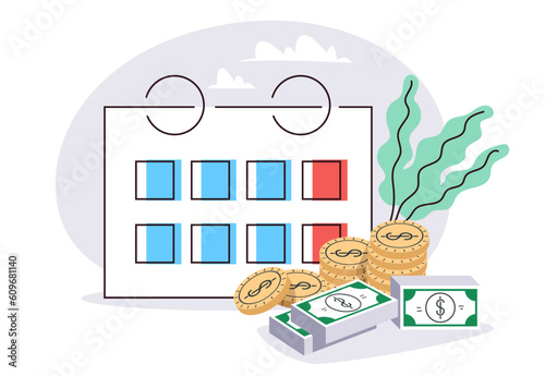 Pay day calendar payment time date payday concept. Vector graphic design illustration

