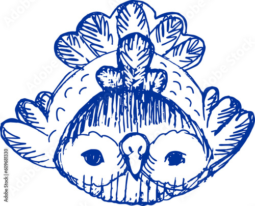 linear hand drawn cute cartoon birds