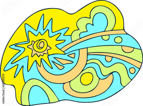 background doodle conditional image of symbols of summer and nature