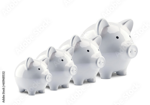 Fotografi white piggy bank on white background