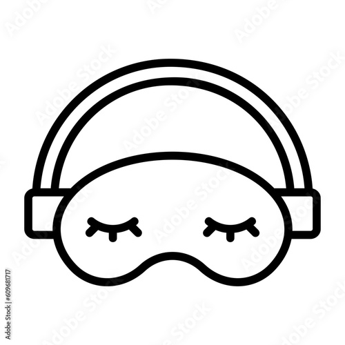 Sleeping mask, Sleep aid, Sleep quality, Sleep routine, Sleep improvement, Sleep benefits Icon lineal