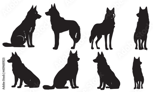 Foto Silhouette dog vector illustration set