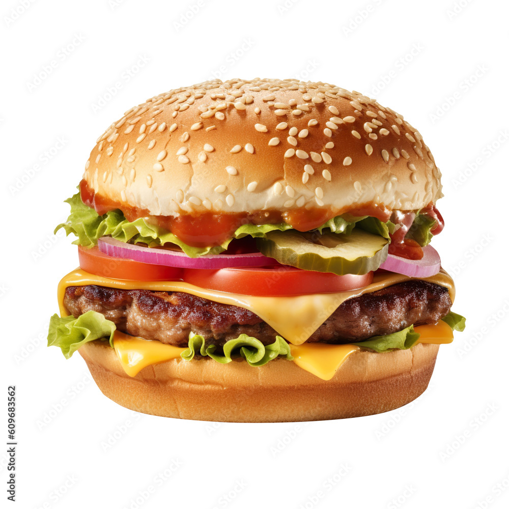 hamburger isolated on white generative ai, clipping path, png file hamburger isolated on white generative ai, clipping path, png file