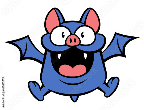 Little Vampire Bat cartoon characters laughing and flying. Best for sticker  logo  and mascot with halloween themes for kids