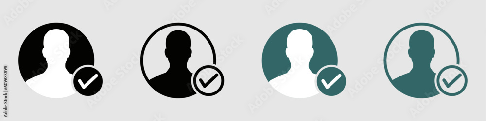 User profile with check mark vector signs. Verified account vector ...