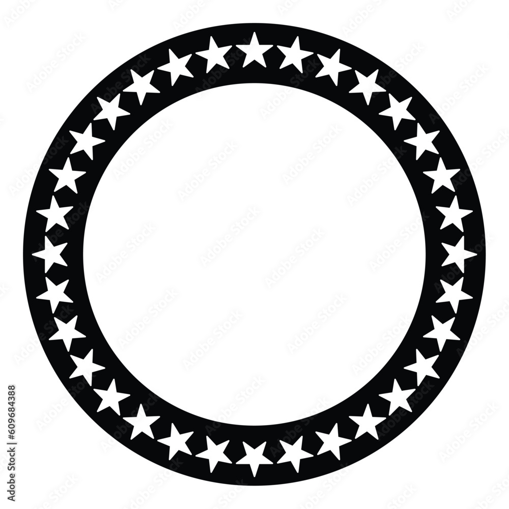 Stars in a circle shape with black white color Stars in a circle shape with black white color