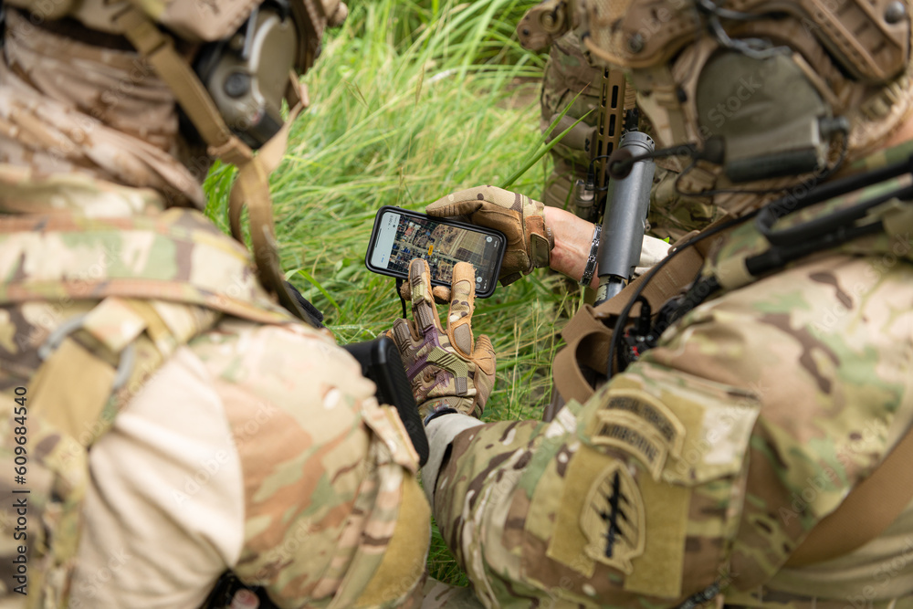 Fototapeta premium Special operations forces, Study geography and plan an attack on the enemy.