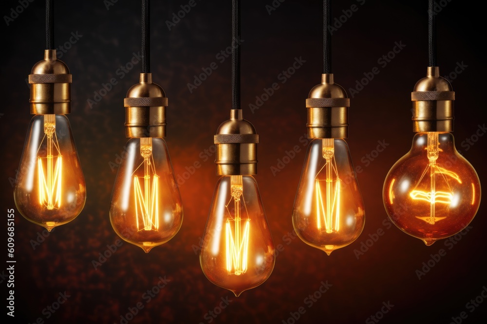 Obraz premium antique Edison style light bulbs retro style Generated AI