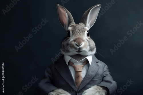 Portrait of a Rabbit dressed in a formal business suit, Boss Rabbit, created with generative AI © Ash
