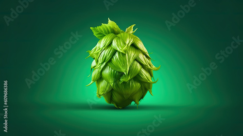 Close up of three hop cones Humulus isolated on a white background. Generative Ai