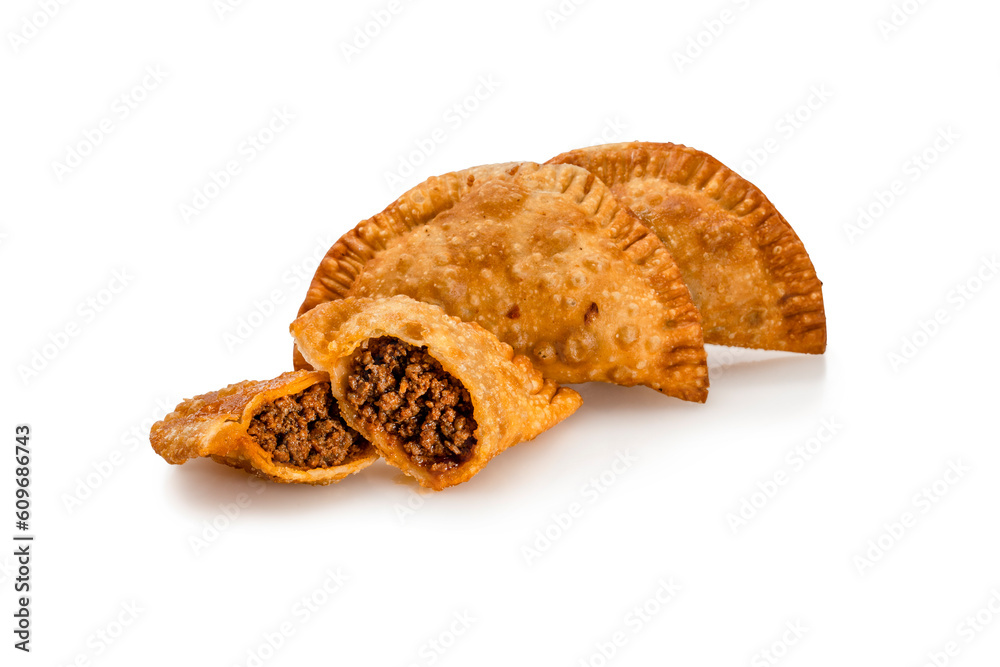 Ground Beef Empanadas on white background Ground Beef Empanadas on white background