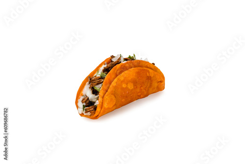 Single Birria Taco on white background photo