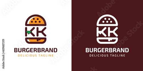 Letter KK Burger Logo, suitable for any business related to burger with K or KK initials.