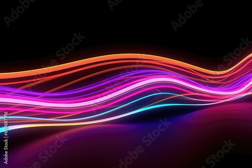 Digital data transfer 3d render abstract neon background Generated AI