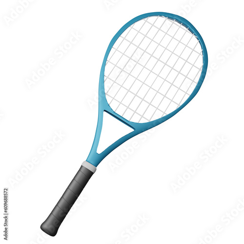 Badminton racket3d illustration with transparent background