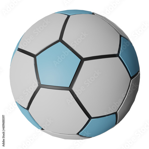 Football 3d illustration with transparent background