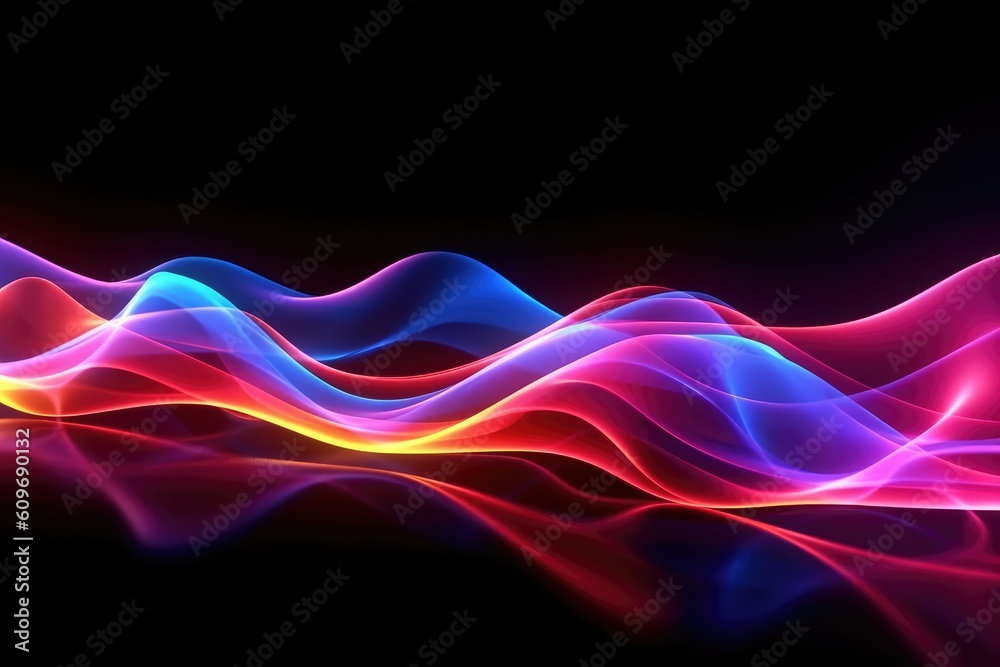 Digital data transfer wave 3d render abstract neon background Generated AI