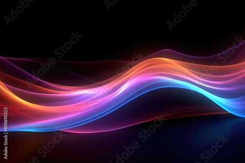 Digital data transfer wave 3d render abstract neon background Generated AI