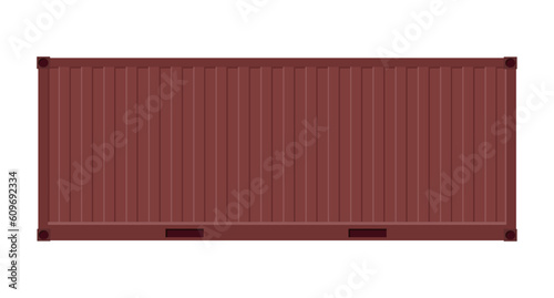 Brown shipping cargo container for transportation. Vector illustration in flat style. Isolated on white background. 