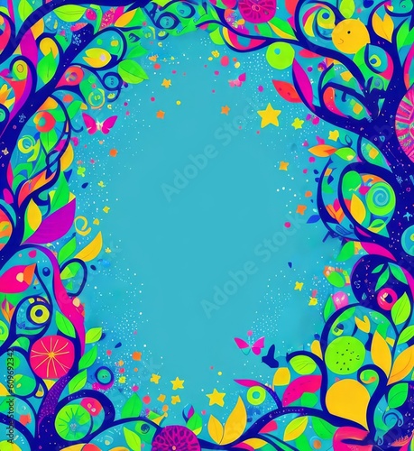 Magical Forest of bright colors, abstract style, fairytale forest, Generative AI Art Illustration 03