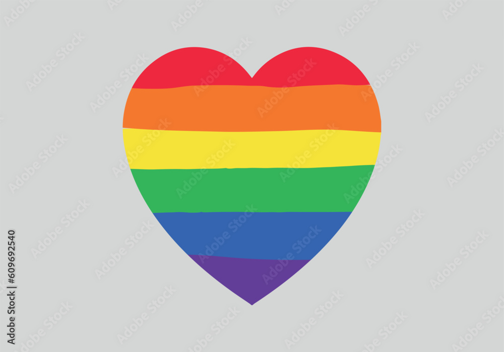 LGBT concept - heart in colors of LGBTQ flag and love is love in the shape of a heart. Icon of gay lesbian transgender love with rainbow lgbt flag. Colorful vector symbol, design t shirts