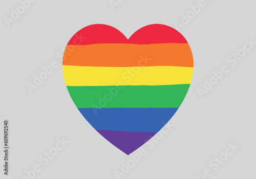 LGBT concept - heart in colors of LGBTQ flag and love is love in the shape of a heart. Icon of gay lesbian transgender love with rainbow lgbt flag. Colorful vector symbol, design t shirts