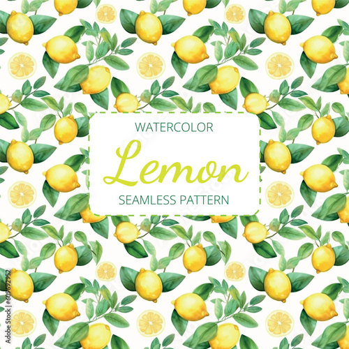 Colorful watercolor lemons seamless pattern