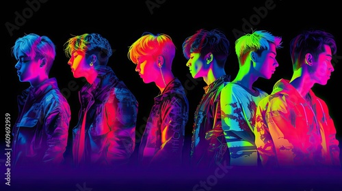 Kpop idols from South Korea, Kpop music group, Generative AI