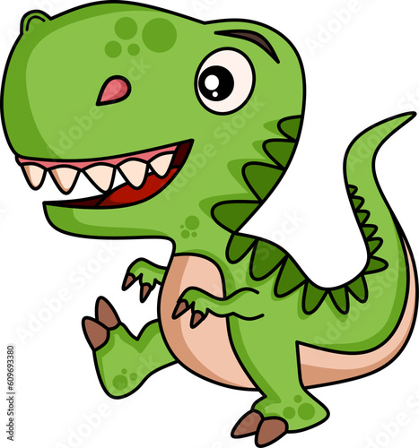 Baby dino cartoon character full color