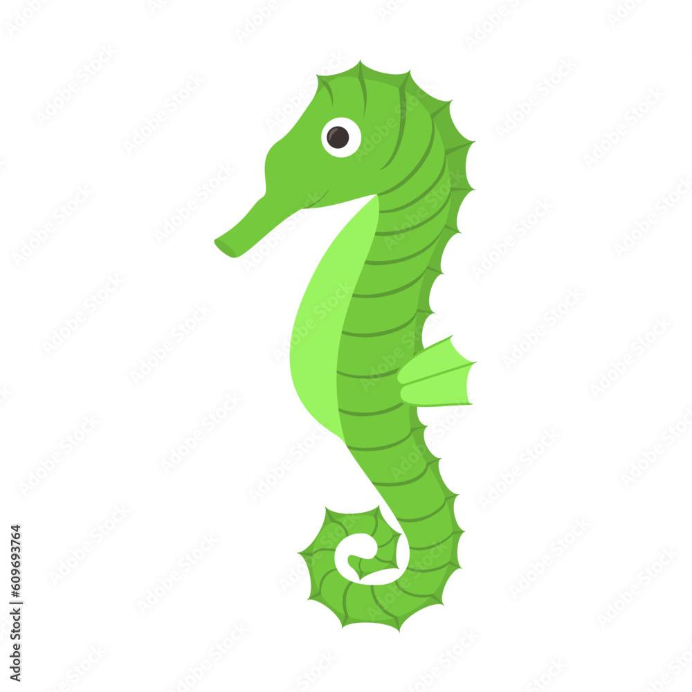 Fototapeta premium Vector illustration. Seahorse. Isolated object on a white background.