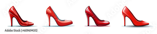 Red high heel shoes isolated on white background. Vector illustration.