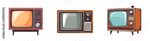 Retro TV. Vector illustration isolated on white background. Cartoon style.