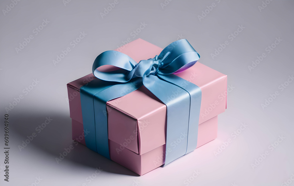 Obraz premium pink gift box with bow - illustration generated by ai